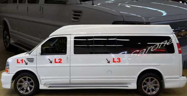 2003-2024 Chevrolet Express Van Body Side Molding 2003-2024 Chevrolet Express Van Body Side Molding