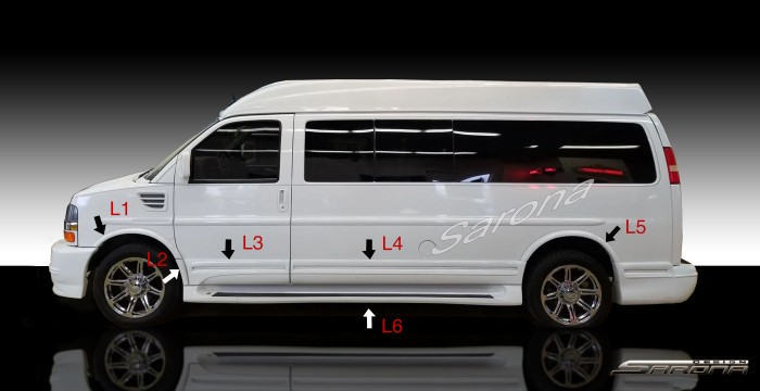 2003-2026 GMC Savanna Van Side Skirts 2003-2026 GMC Savanna Van Side Skirts